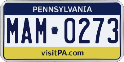 PA license plate MAM0273