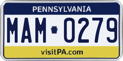 PA license plate MAM0279