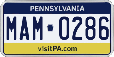 PA license plate MAM0286