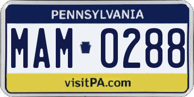 PA license plate MAM0288