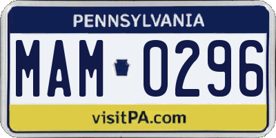PA license plate MAM0296