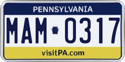 PA license plate MAM0317
