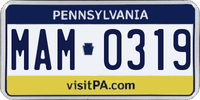 PA license plate MAM0319