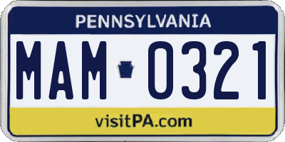 PA license plate MAM0321