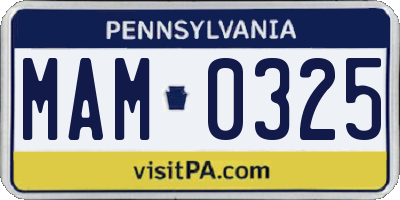 PA license plate MAM0325
