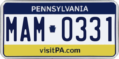 PA license plate MAM0331