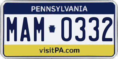 PA license plate MAM0332
