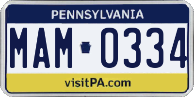 PA license plate MAM0334