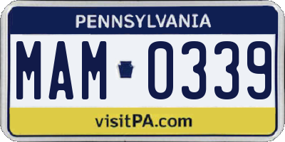 PA license plate MAM0339