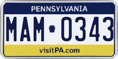 PA license plate MAM0343