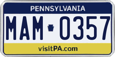 PA license plate MAM0357