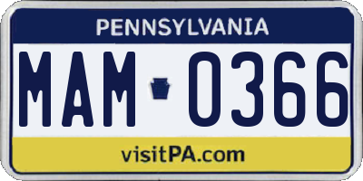 PA license plate MAM0366