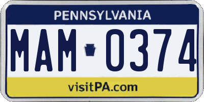 PA license plate MAM0374