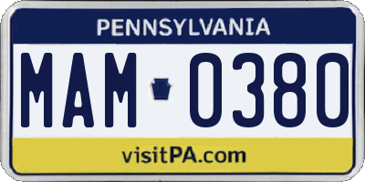 PA license plate MAM0380