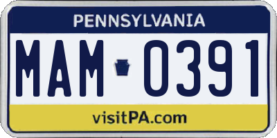 PA license plate MAM0391