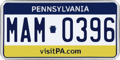 PA license plate MAM0396