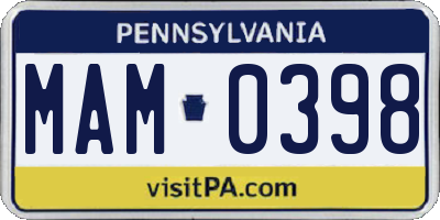 PA license plate MAM0398