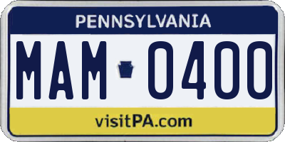 PA license plate MAM0400