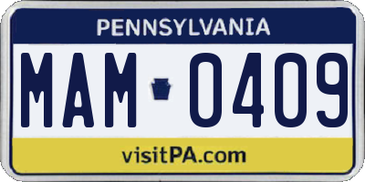 PA license plate MAM0409