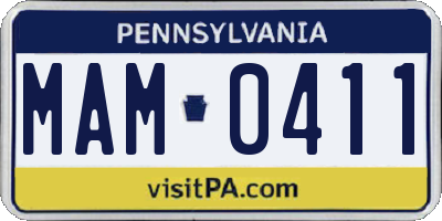 PA license plate MAM0411