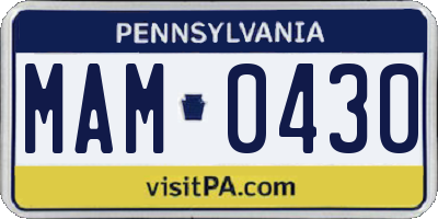 PA license plate MAM0430