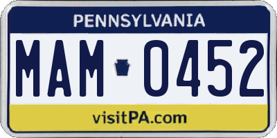 PA license plate MAM0452