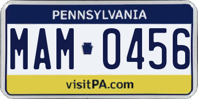 PA license plate MAM0456