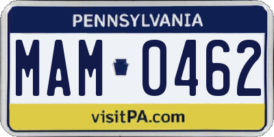 PA license plate MAM0462