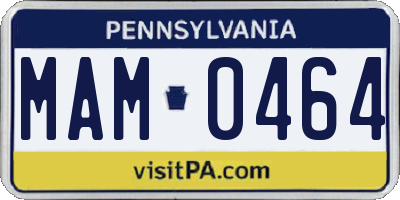 PA license plate MAM0464