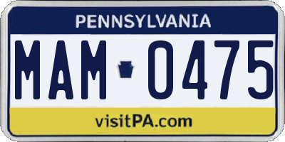 PA license plate MAM0475