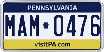 PA license plate MAM0476
