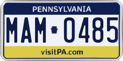 PA license plate MAM0485
