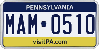 PA license plate MAM0510