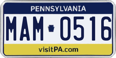 PA license plate MAM0516