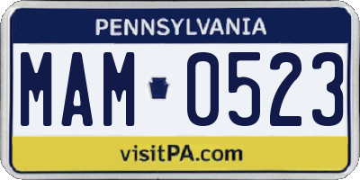 PA license plate MAM0523