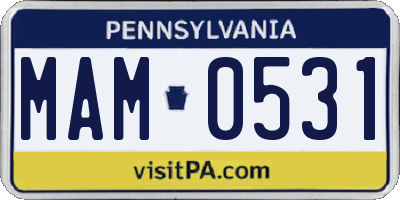 PA license plate MAM0531