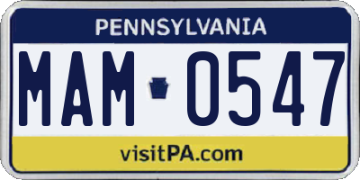 PA license plate MAM0547