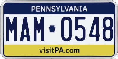 PA license plate MAM0548