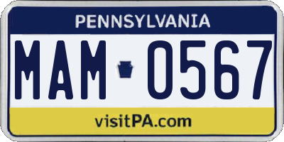 PA license plate MAM0567