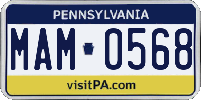 PA license plate MAM0568