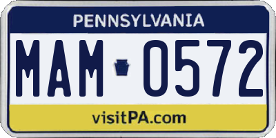 PA license plate MAM0572