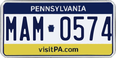 PA license plate MAM0574