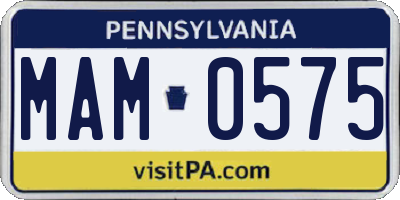 PA license plate MAM0575