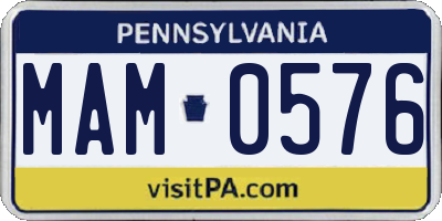 PA license plate MAM0576