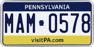 PA license plate MAM0578