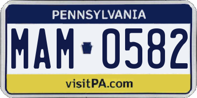 PA license plate MAM0582