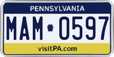 PA license plate MAM0597