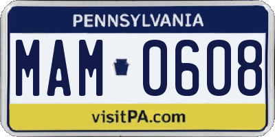 PA license plate MAM0608