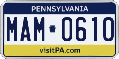 PA license plate MAM0610
