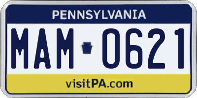 PA license plate MAM0621